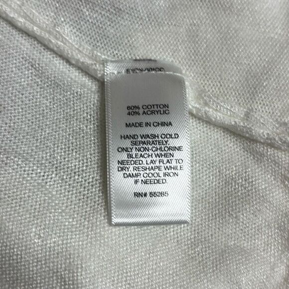 Express Small White Rhinestone Embellished Shoulders Scoop Neck Knit Top Bling - Picture 8 of 10